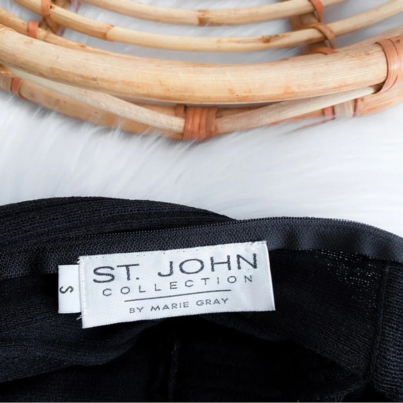 St. John Point Collar Ribbed Mini Dress Long Sleeve Black Wednesday Addams - Picture 7 of 11